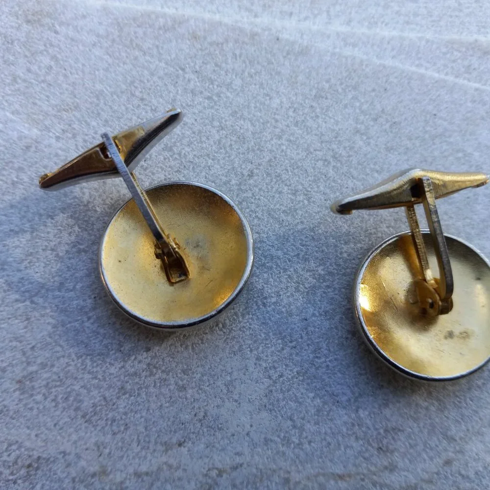 Spanish Damascene Octagram Cufflinks ~ Black & Gold